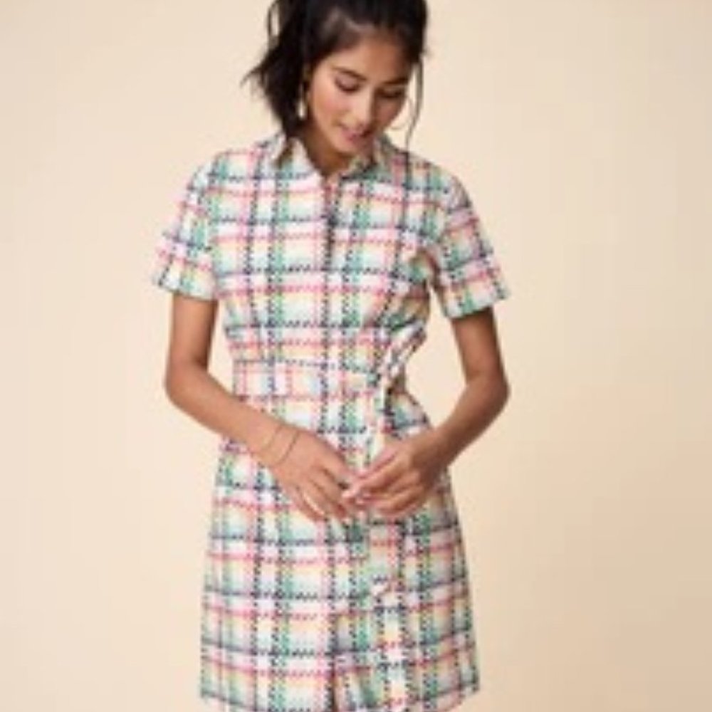 Untuckit Stretch Cotton Colorful Shirt Dress Size 6